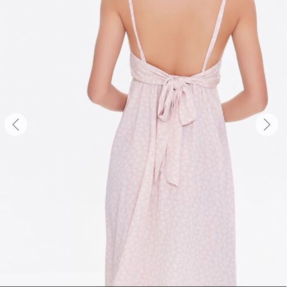 Blush Leaf Print Tie-Back Dress - Picture 3 of 4